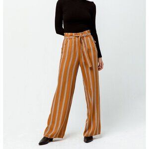 Women's Sky and Sparrow Striped Paper Bag Wide Leg Pants Size S